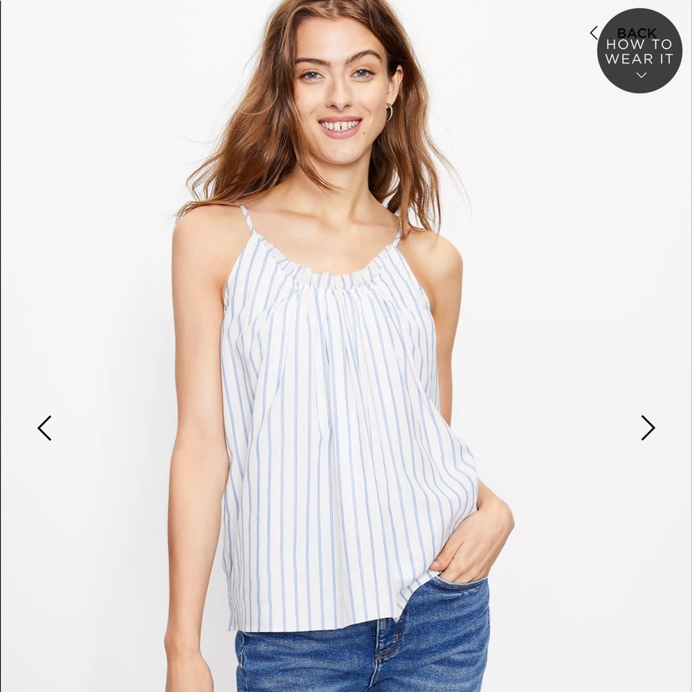 LOFT Striped Tie Back Cami XXS whisper white